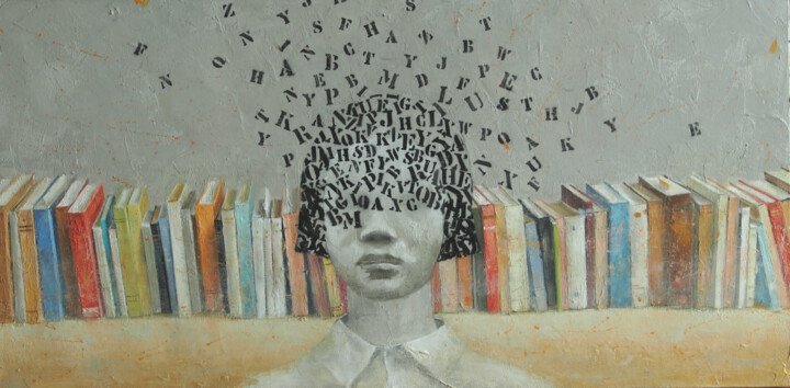 Картина под названием "Serie libros" - Vidal Tosas, Подлинное произведение искусства, Акрил