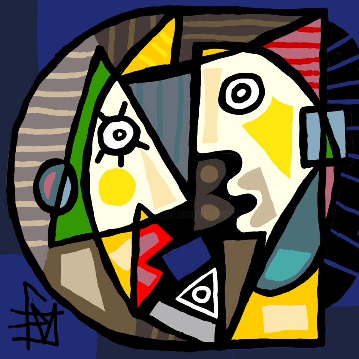 Digitale Kunst getiteld "les trois faces de…" door Franck Vidal, Origineel Kunstwerk, Digitaal Schilderwerk