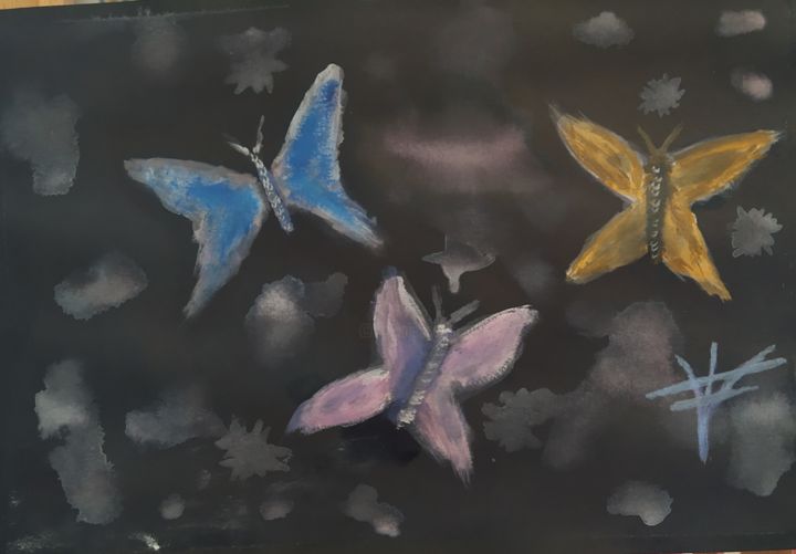 Painting titled "Mariposas nocturnas" by Vidal Fernández Richart, Original Artwork, Watercolor