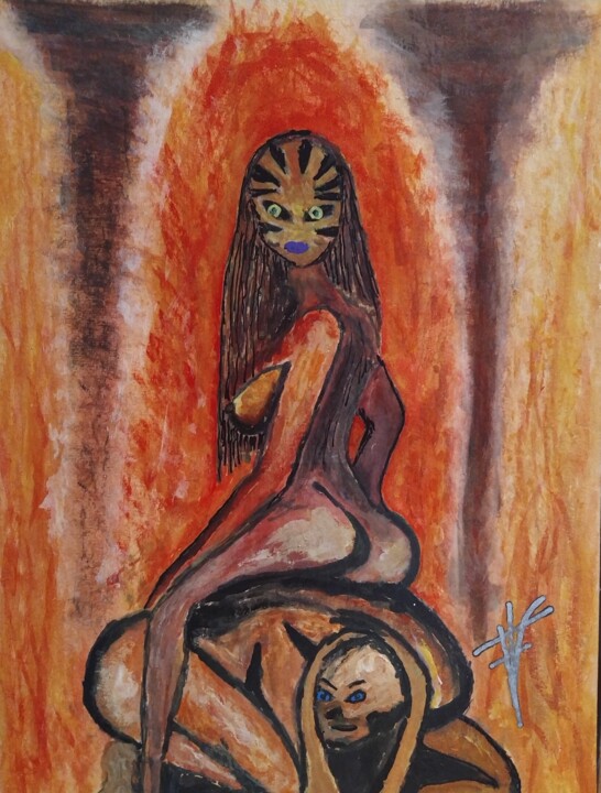 Painting titled "Predatar" by Vidal Fernández Richart, Original Artwork, Watercolor