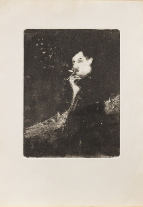 Printmaking titled "Charlie Chaplin wit…" by Victor Karpenko (VIDMI), Original Artwork, Monotype