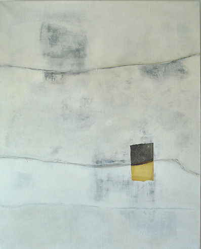 Blanc avec gravure jaune - Painting, 81x100 cm ©2008 by Isabelle Viennois -
Abstract Art, abstrait-art contemporain