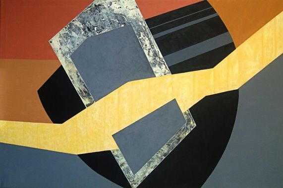 Painting titled "1 arabesque jaune" by Isabelle Viennois, Original Artwork, Oil