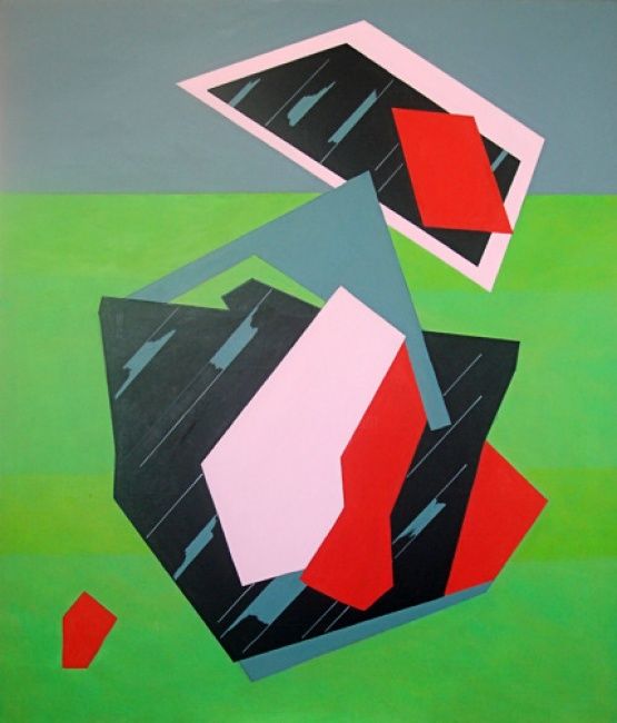 Peinture intitulée "composition verte" par Isabelle Viennois, Œuvre d'art originale, Huile