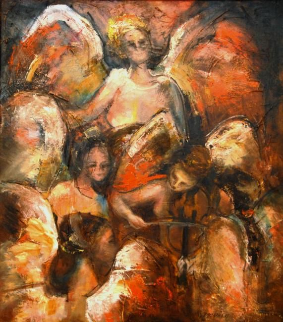 Painting titled "Angel music" by Vieraszabo, Original Artwork