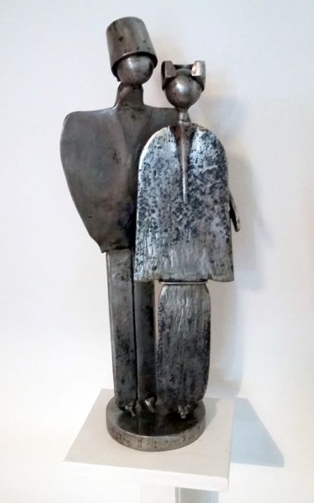 Sculpture titled "MARIAGE ETRUSQUE" by Gerard Lami, Original Artwork, Metals