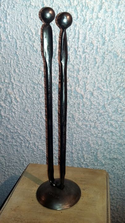 Sculpture titled "PERE&FILS 2" by Gerard Lami, Original Artwork, Metals