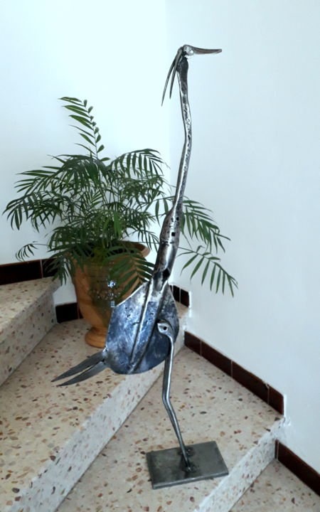 Sculpture intitulée "LE HERON D'ACIER /T…" par Gerard Lami, Œuvre d'art originale, Métaux
