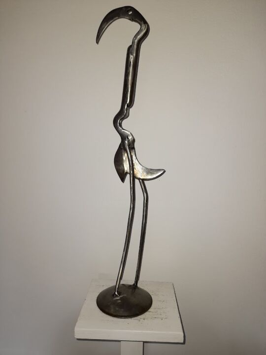 Escultura titulada "FLAMANT ROSE DE CAM…" por Gerard Lami, Obra de arte original, Metales
