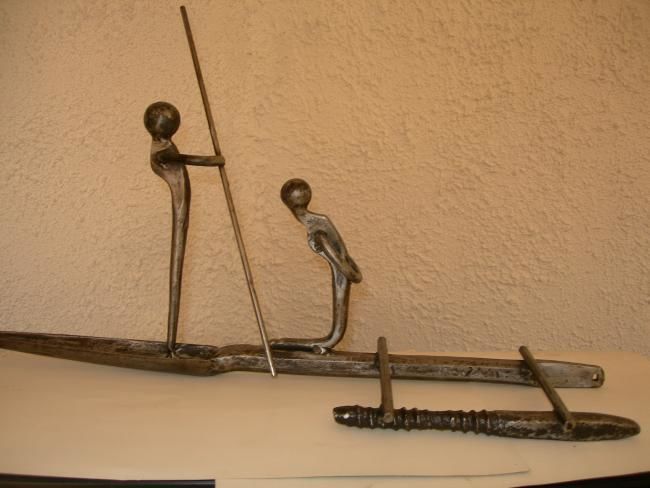 Sculpture titled "PIROGUE A BALANCIER" by Gerard Lami, Original Artwork