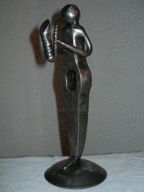 Sculpture titled "SAXOPHONE  CHARLIE…" by Gerard Lami, Original Artwork, Metals