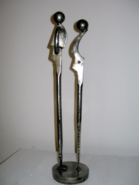 Sculpture titled "BAVARDAGE /2" by Gerard Lami, Original Artwork, Metals