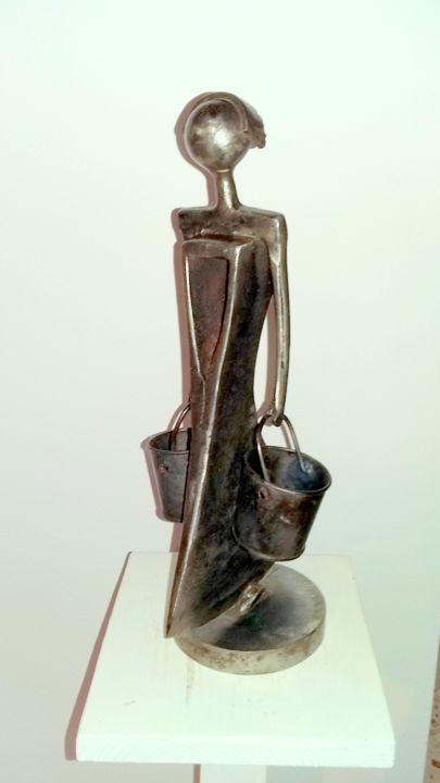 Escultura titulada "VENDANGEUSE D'AUTRE…" por Gerard Lami, Obra de arte original, Metales