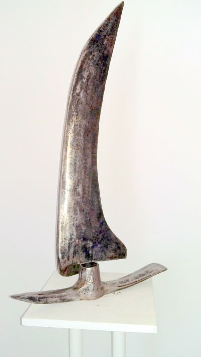 「VOILIER」というタイトルの彫刻 Gerard Lamiによって, オリジナルのアートワーク, 金属