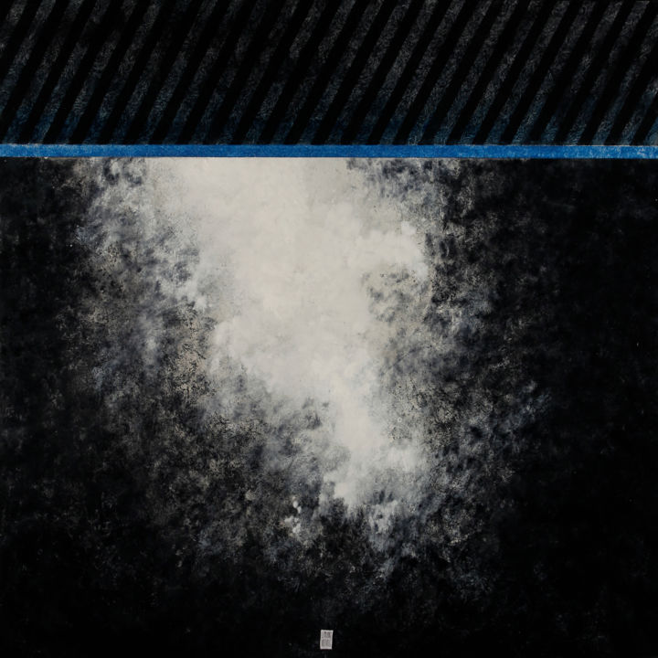 Schilderij getiteld ""Abstract cloud", a…" door Abstract Painter Vieville, Origineel Kunstwerk, Olie Gemonteerd op Frame voo…