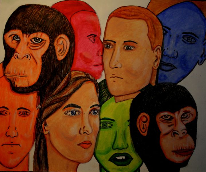 Malerei mit dem Titel "faces-3" von Vifer, Original-Kunstwerk, Acryl