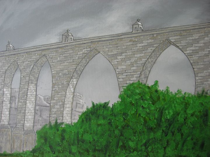 Painting titled "aqueduto - LISBOA" by Vifer, Original Artwork, Acrylic