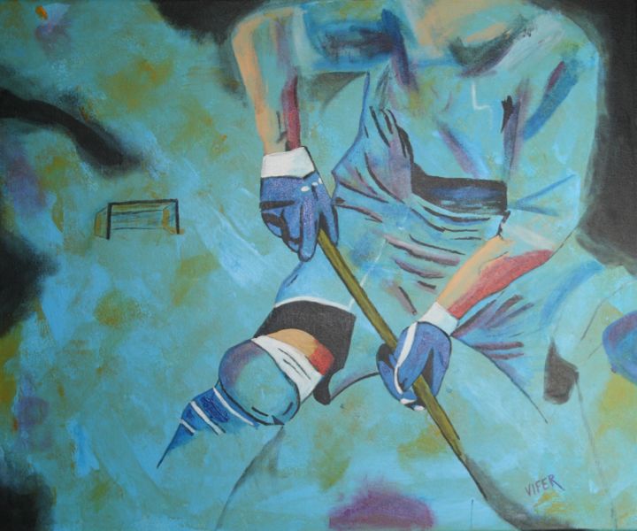 「sports hockey 2」というタイトルの絵画 Viferによって, オリジナルのアートワーク, アクリル
