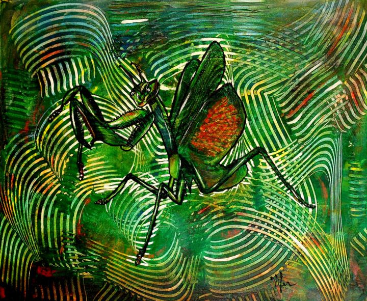 Malerei mit dem Titel "MANTIS" von Vifer, Original-Kunstwerk, Acryl