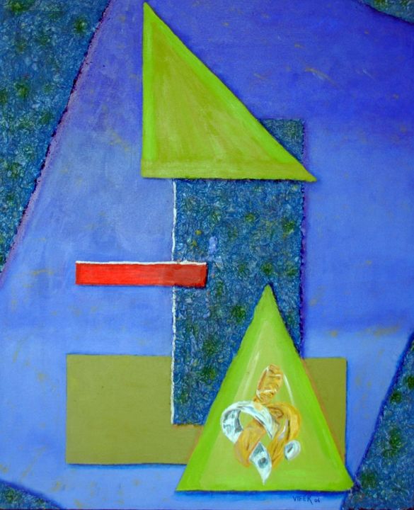 Painting titled "The jewel & geometr…" by Vifer, Original Artwork, Acrylic