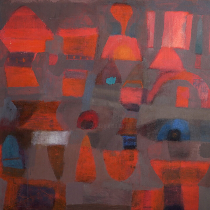 Pittura intitolato "Gli essicatoi erano…" da Daniela Vignati, Opera d'arte originale, Olio