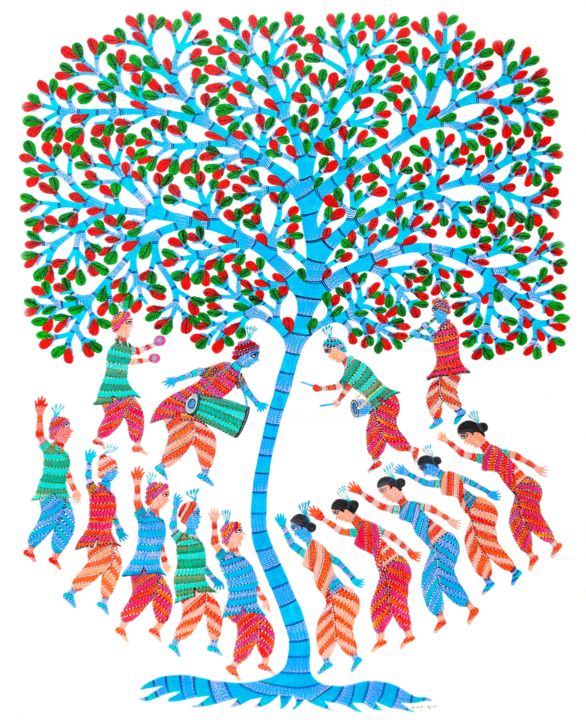 Peinture intitulée "Gond Painting(Triba…" par Vijay Kumar Shyam, Œuvre d'art originale, Acrylique