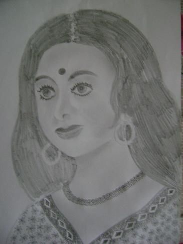 Drawing titled "The Indian Lady" by Viju, Original Artwork, Other