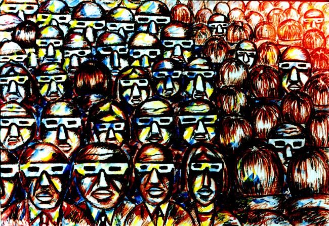 Картина под названием "стереосеанс" - Кострицкий Владимир, Подлинное произведение искусства