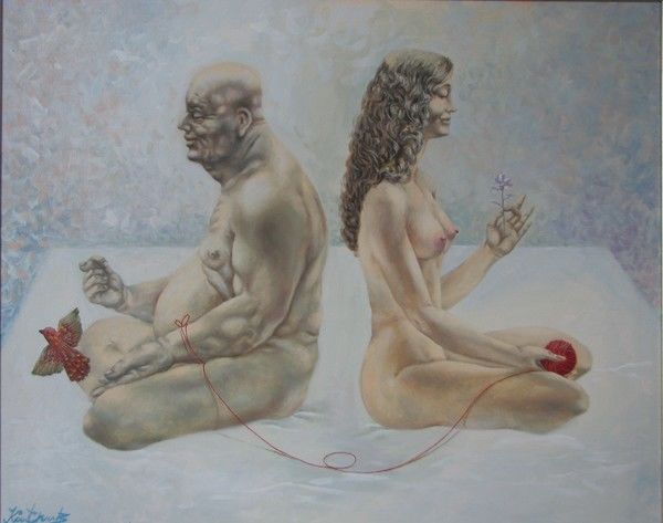 Картина под названием "медитация" - Кострицкий Владимир, Подлинное произведение искусства