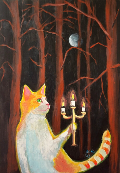 Malarstwo zatytułowany „In the forest” autorstwa Viktoriia Slavinska, Oryginalna praca, Akryl