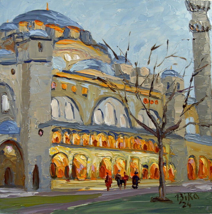 Painting titled "Suleymaniye Mosque" by Viktoriia Slavinska, Original Artwork, Oil