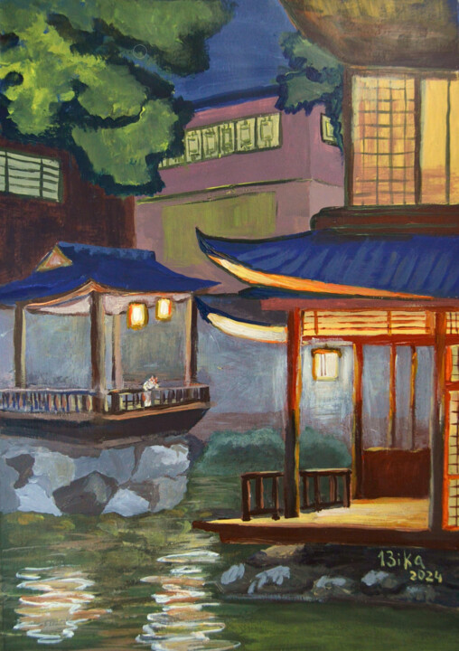 Painting titled "Old home. Japan" by Viktoriia Slavinska, Original Artwork, Acrylic