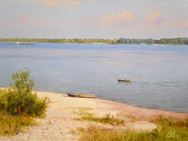 Painting titled "песчаный берег" by Vikentii Lukiianov, Original Artwork, Oil