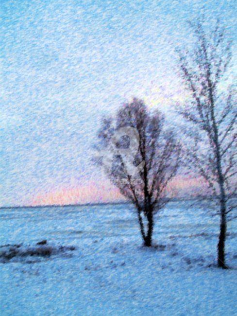 Digitale Kunst mit dem Titel "Winter landscape" von Viktor Kovbunov, Original-Kunstwerk, Digitale Malerei