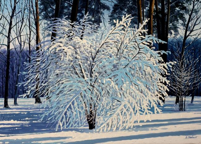 Ζωγραφική με τίτλο "Скумпия в белом нар…" από Виктор Бабкин, Αυθεντικά έργα τέχνης, Λάδι