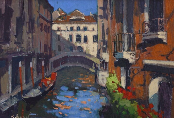 Peinture intitulée "Balkonen von Venedig" par Viktor Grabar, Œuvre d'art originale, Gouache