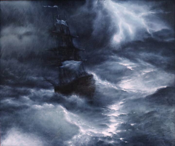 Картина под названием "66-пушечный корабль…" - Viktor Grabovsky, Подлинное произведение искусства, Масло