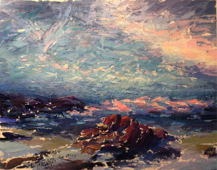 Картина под названием "Закат на острове Бу…" - Viktor Grabovsky, Подлинное произведение искусства, Масло