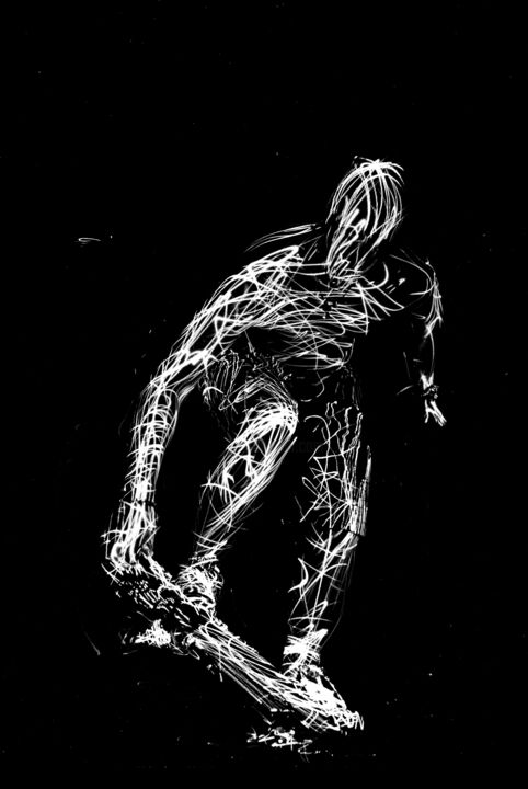 Фотография под названием "Jump on skateboard" - Viktor Rybas (Victor Ribas), Подлинное произведение искусства, Light Painting