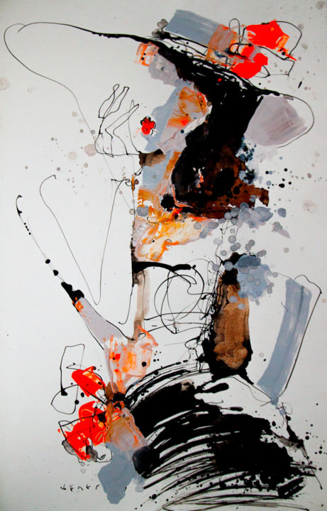 Рисунок под названием "Lady6" - Viktor Sheleg, Подлинное произведение искусства, Чернила