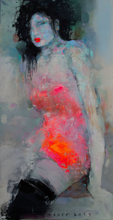 Картина под названием "Shimmering Girl" - Viktor Sheleg, Подлинное произведение искусства, Масло