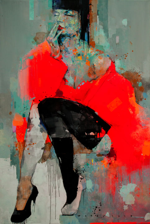 Painting titled "Air kiss" by Viktor Sheleg, Original Artwork, Acrylic