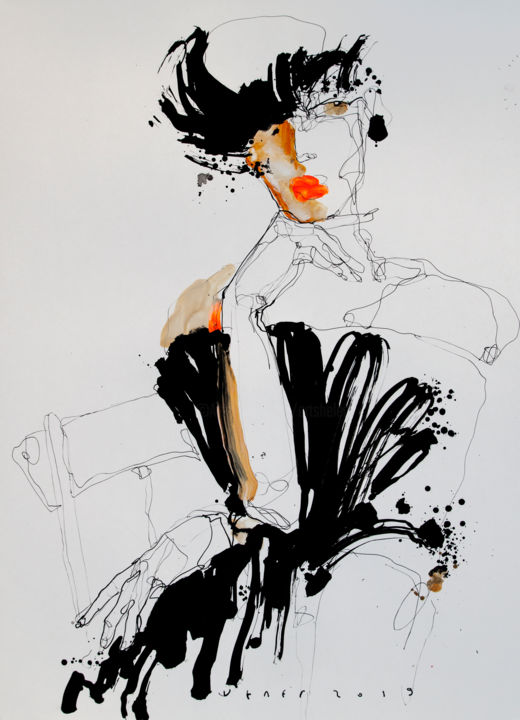 图画 标题为“Lady 20” 由Viktor Sheleg, 原创艺术品, 墨