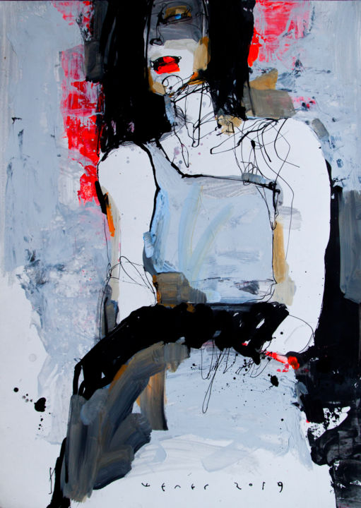 Рисунок под названием "Lady 18" - Viktor Sheleg, Подлинное произведение искусства, Чернила