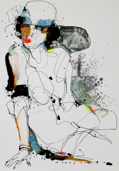 Рисунок под названием "Lady 24" - Viktor Sheleg, Подлинное произведение искусства, Акрил