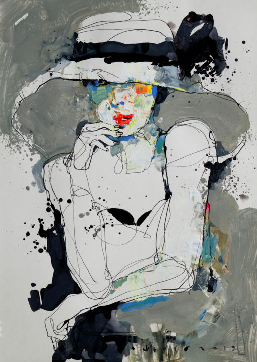 Рисунок под названием "Lady 29" - Viktor Sheleg, Подлинное произведение искусства, Акрил