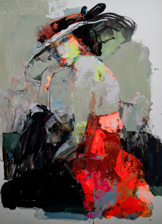 Картина под названием "Lady 01" - Viktor Sheleg, Подлинное произведение искусства, Акрил