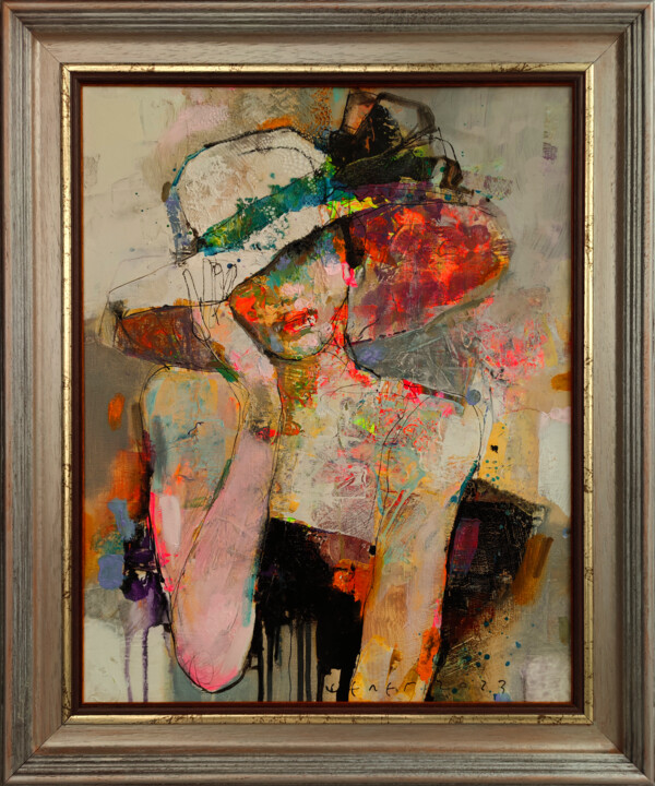 Malarstwo zatytułowany „OLD FASHIONED LADY” autorstwa Viktor Sheleg, Oryginalna praca, Akryl Zamontowany na Drewniana rama n…