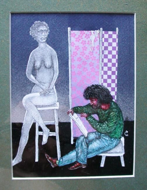 Peinture intitulée "художник и модель" par Viktor Solodky, Œuvre d'art originale, Huile