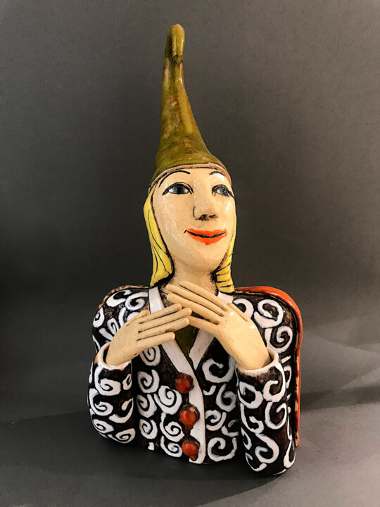 Sculpture titled "Happy" by Viktor Zuk, Original Art, Ceramics